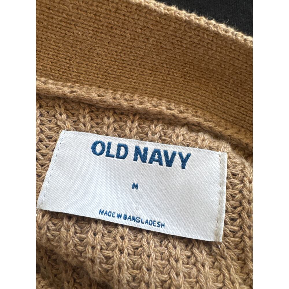 Old Navy Men's Shaker Stitch Cardigan Sweater Brown V Neck 100% Cotton Sz M - Picture 3 of 4